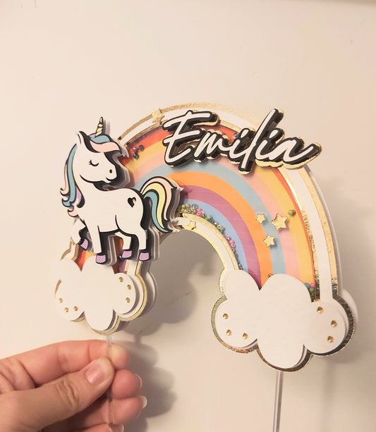 Rainbow Unicorn 3D Shaker Cake Topper