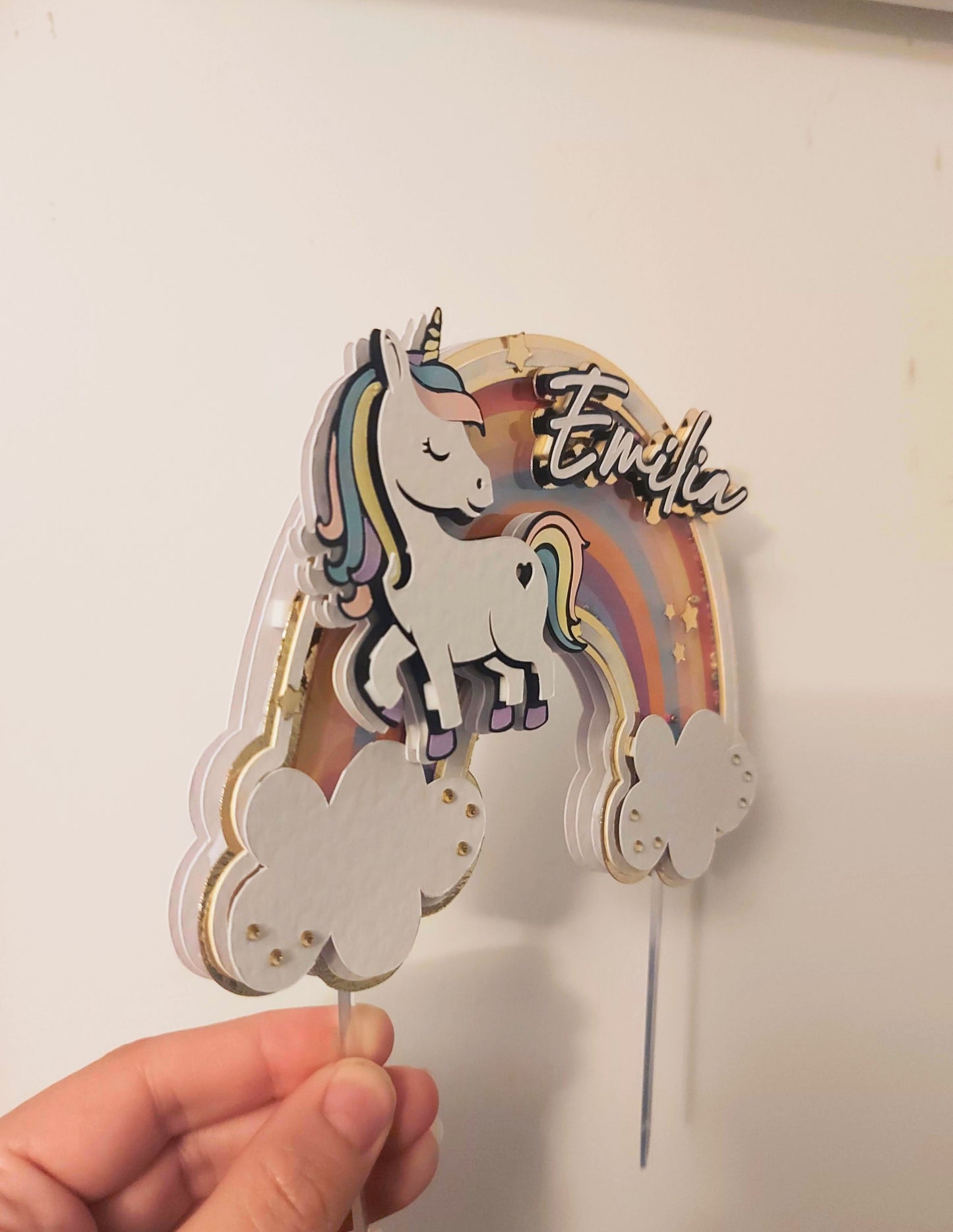 Rainbow Unicorn 3D Shaker Cake Topper